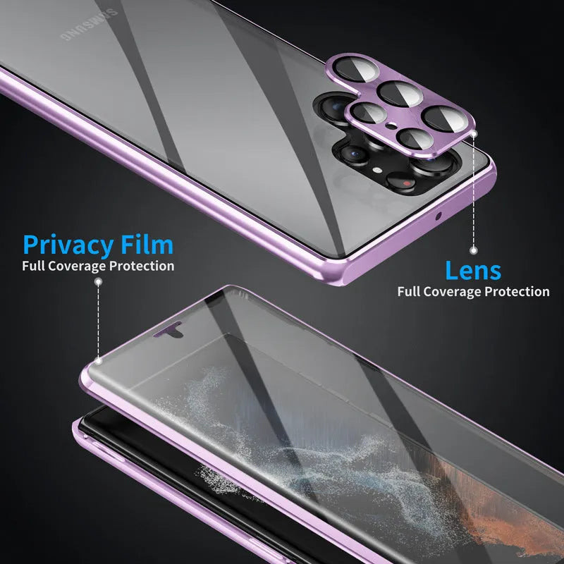 Samsung Galaxy S24 Ultra magnetic mirror phone case in metal construction showing colour options.