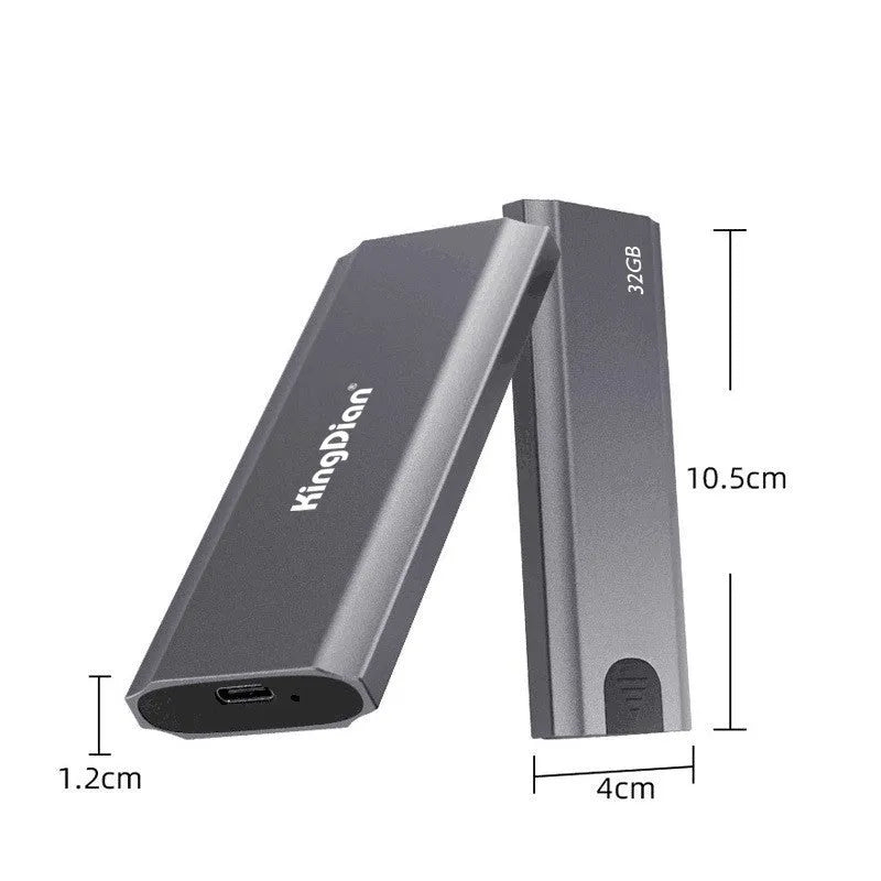 Grey mobile external SSD hard drive with USB3.0 interface for smartphone storage expansion