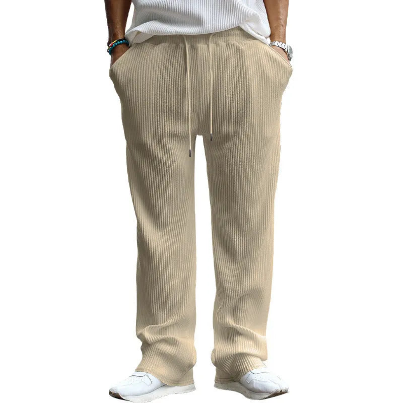 Men's casual high waist straight leg trousers in Army Green colour.