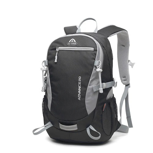 20-litre backpack shown in various colours including black, blue, green, orange, red, rose red, and turquoise