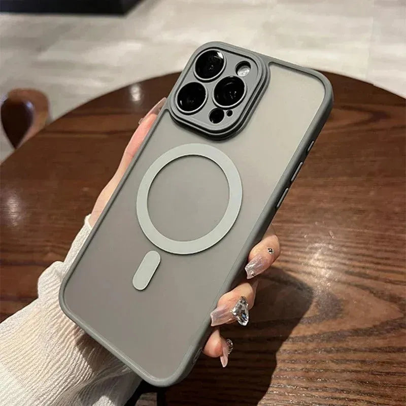Frosted magnetic PC phone case for iPhone 11 Pro Max to 16 Pro Max in black with anti-fingerprint finish