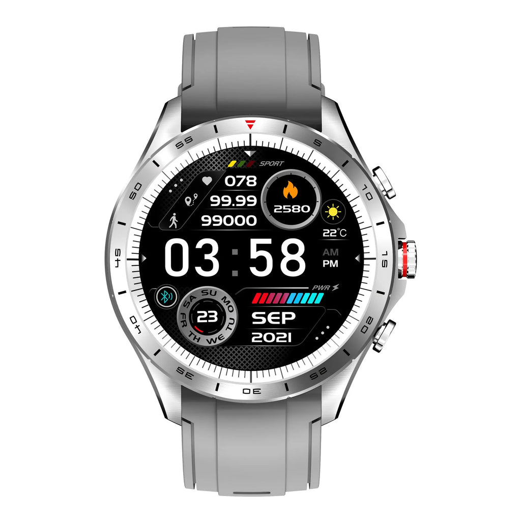 Men's smart bracelet watch with zinc alloy screen and silicone band in black, blue, or grey