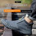 Mid-calf welding safety shoes in grey with steel midsoles for industrial work protection