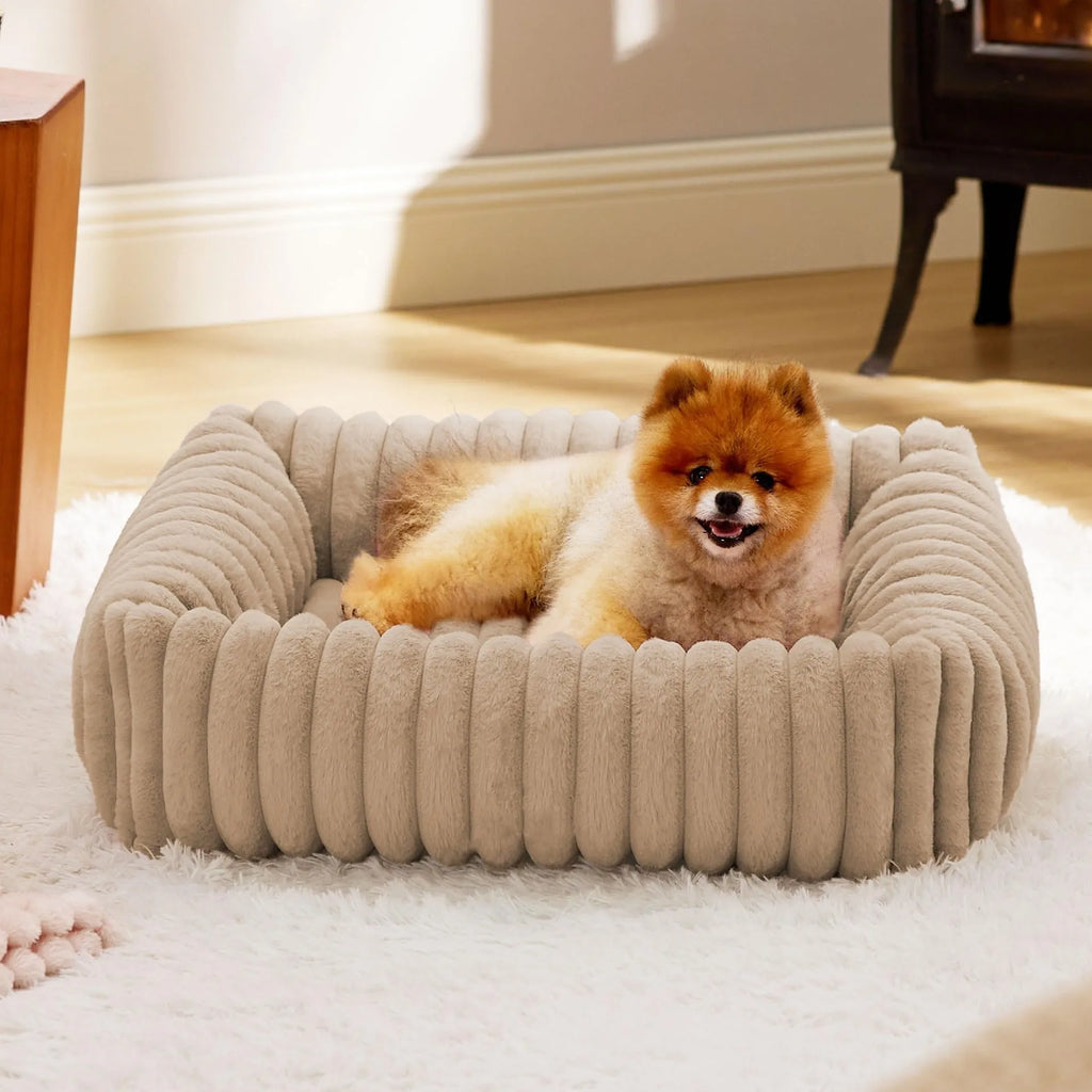 Pet bed cushion for dogs and cats in beige, coffee, gray, pink, or white colours