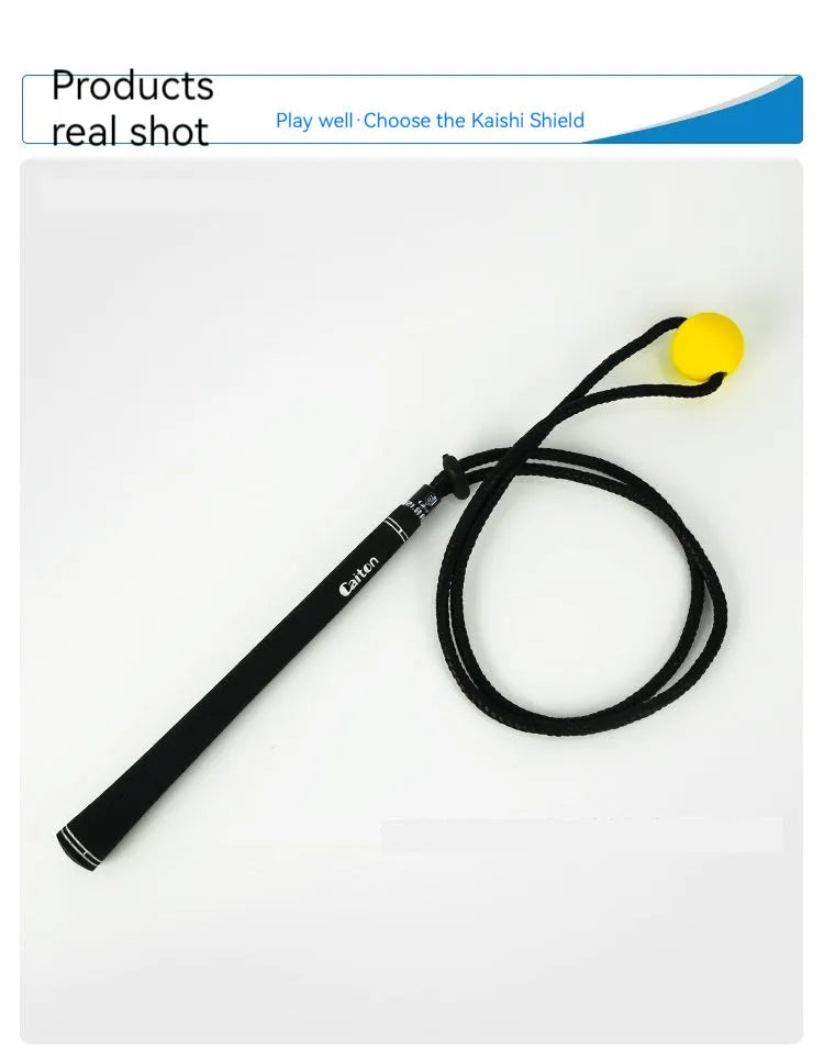 Black silicone elastic string golf swing practice rope trainer for physical correction action drills