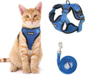 Adjustable anti-escape cat leash in sky blue made of polyester for small cats and kittens