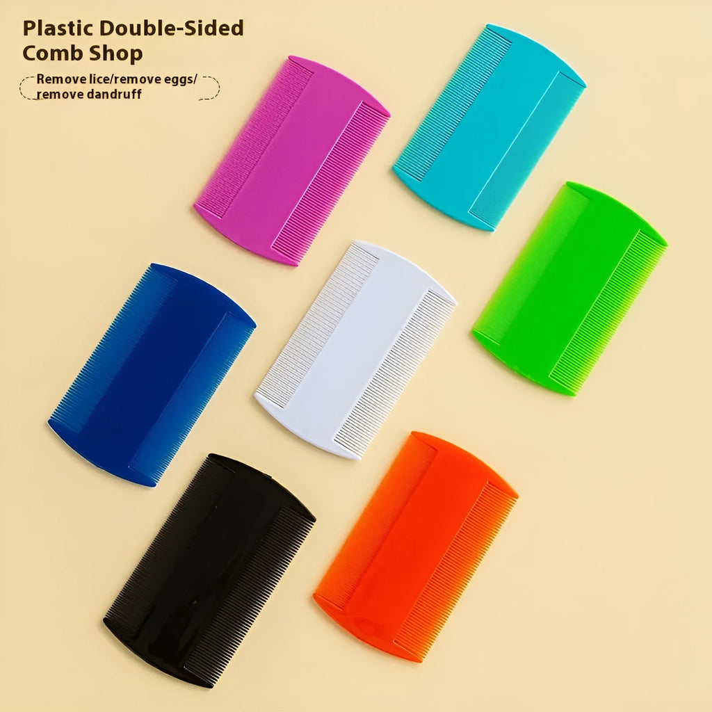 Fine-toothed plastic flea comb for pets and lice removal on humans in multiple colours