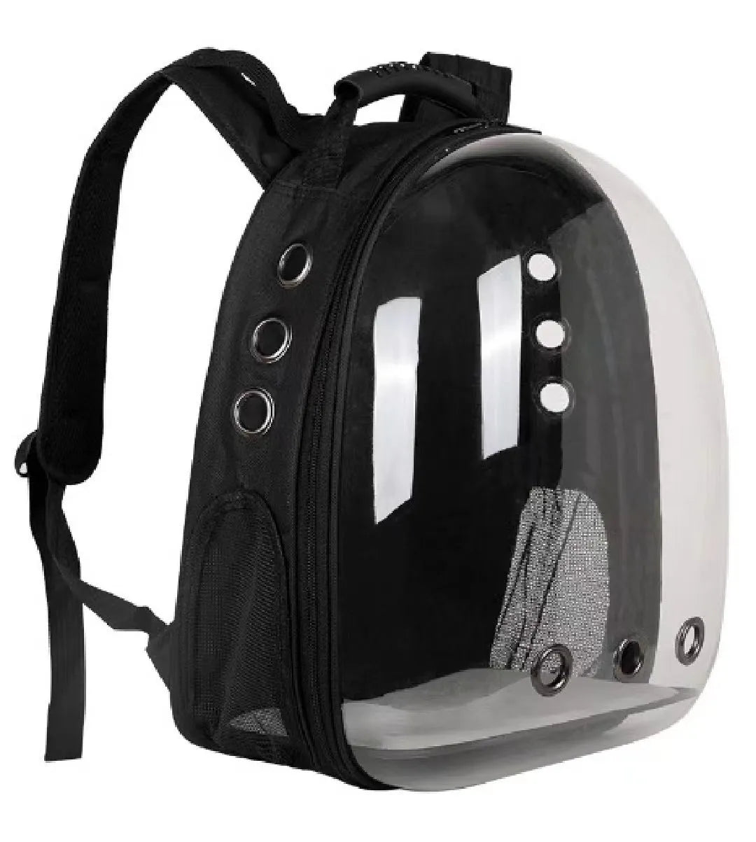 Medium-hard PC pet space bag with side opening in a solid colour, suitable for cats and small dogs.