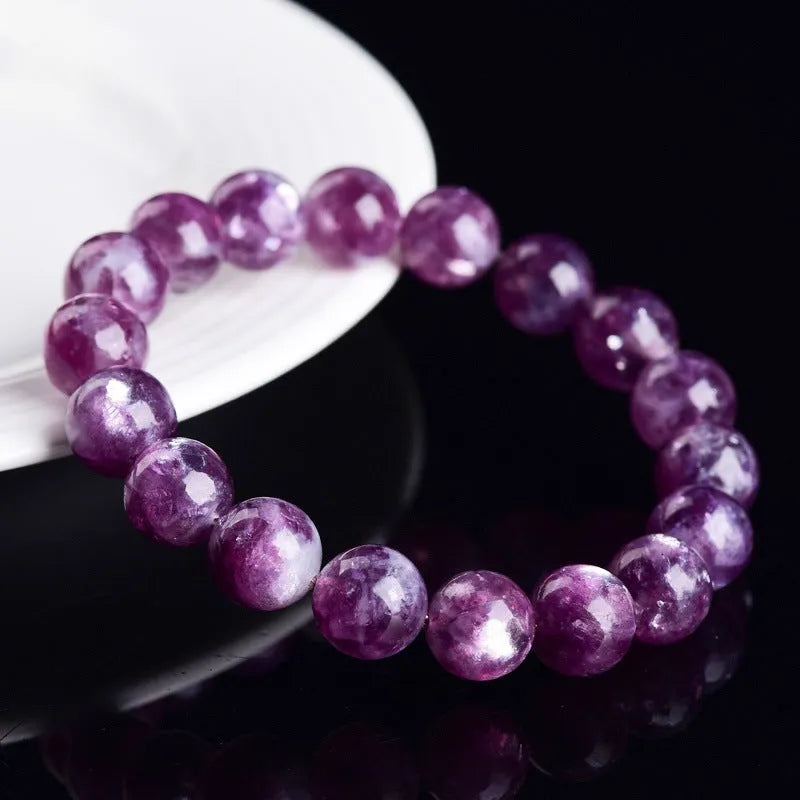 Purple polished crystal bracelet with geometry beads in Korean style unisex design