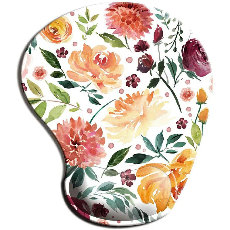 Black silicone wristband keyboard pad with rubber sole base and floral thermal transfer pattern