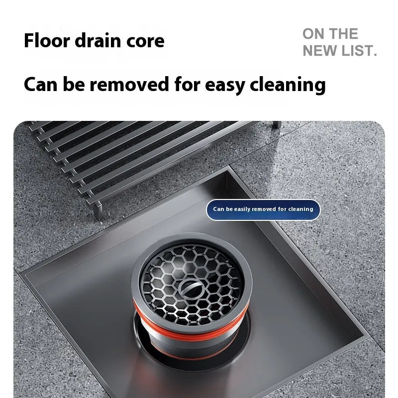 Gun grey 304 stainless steel courtyard floor drain with 15cm by 15cm dimensions