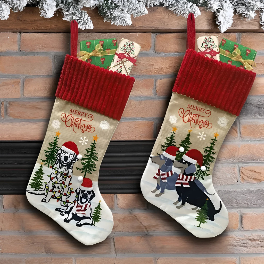 Cloth Christmas tree pendant for pets measuring 46x28cm in pastoral or American style