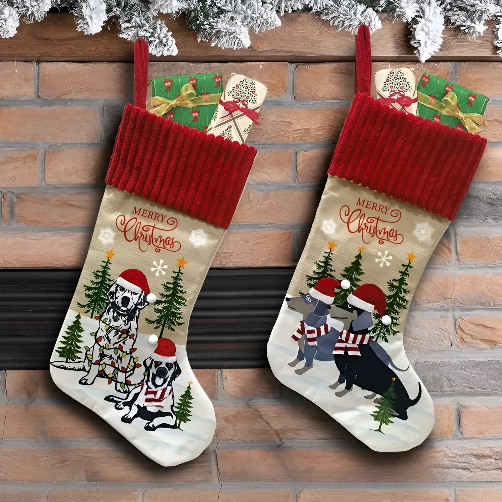 Cloth Christmas tree pendant for pets measuring 46x28cm in pastoral or American style