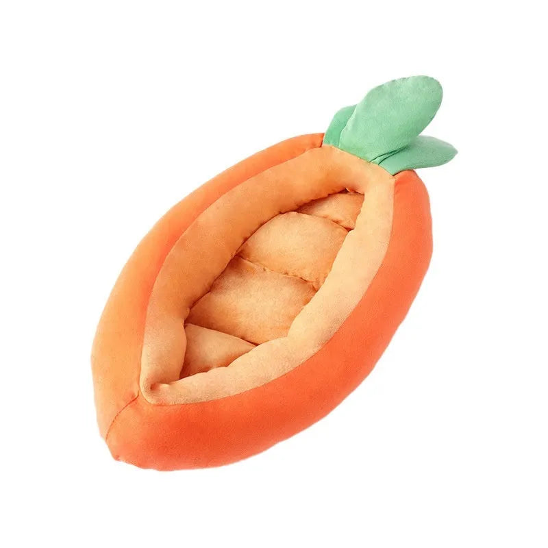 Orange carrot cartoon design dog mattress with removable cover in two size options