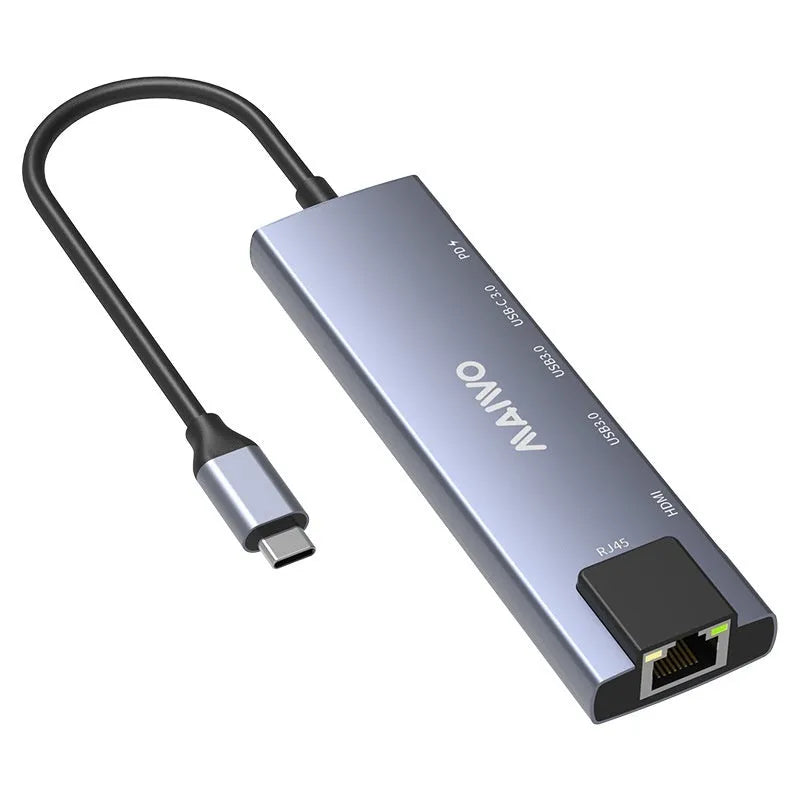 Steam Deck six-in-one aluminium docking station with 15cm cable, showing HDMI, USB, and Ethernet ports.