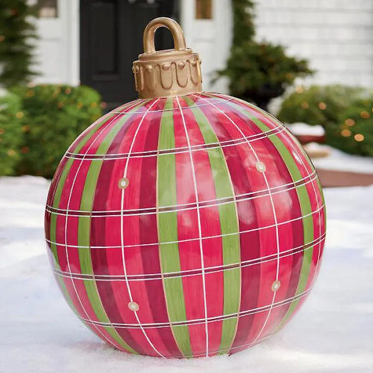 Large 60cm diameter inflatable PVC Christmas ball decoration for outdoor tree hanging