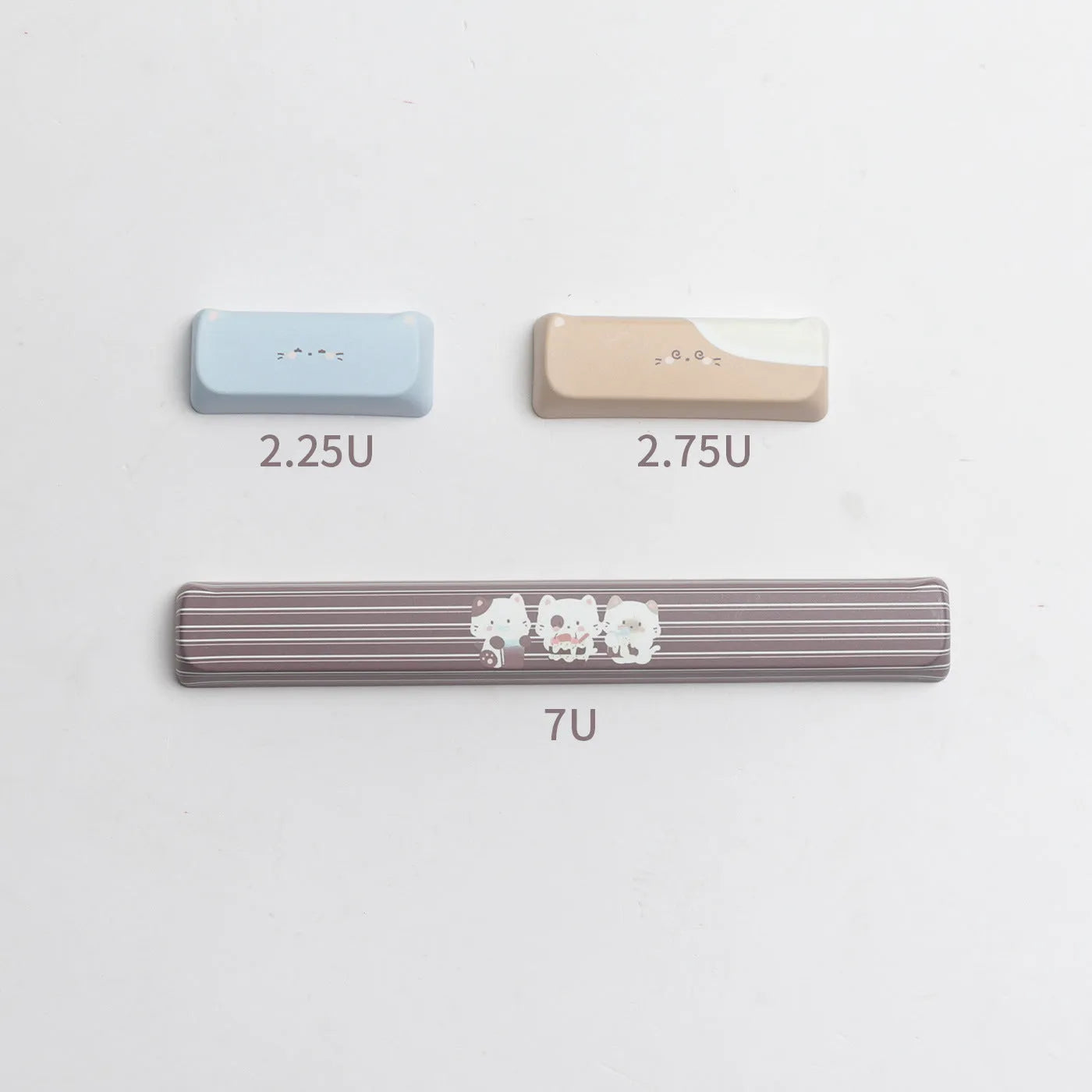 Sea Salt Cat design PBT keycaps set with March layout configuration and 7u supplemental keycaps