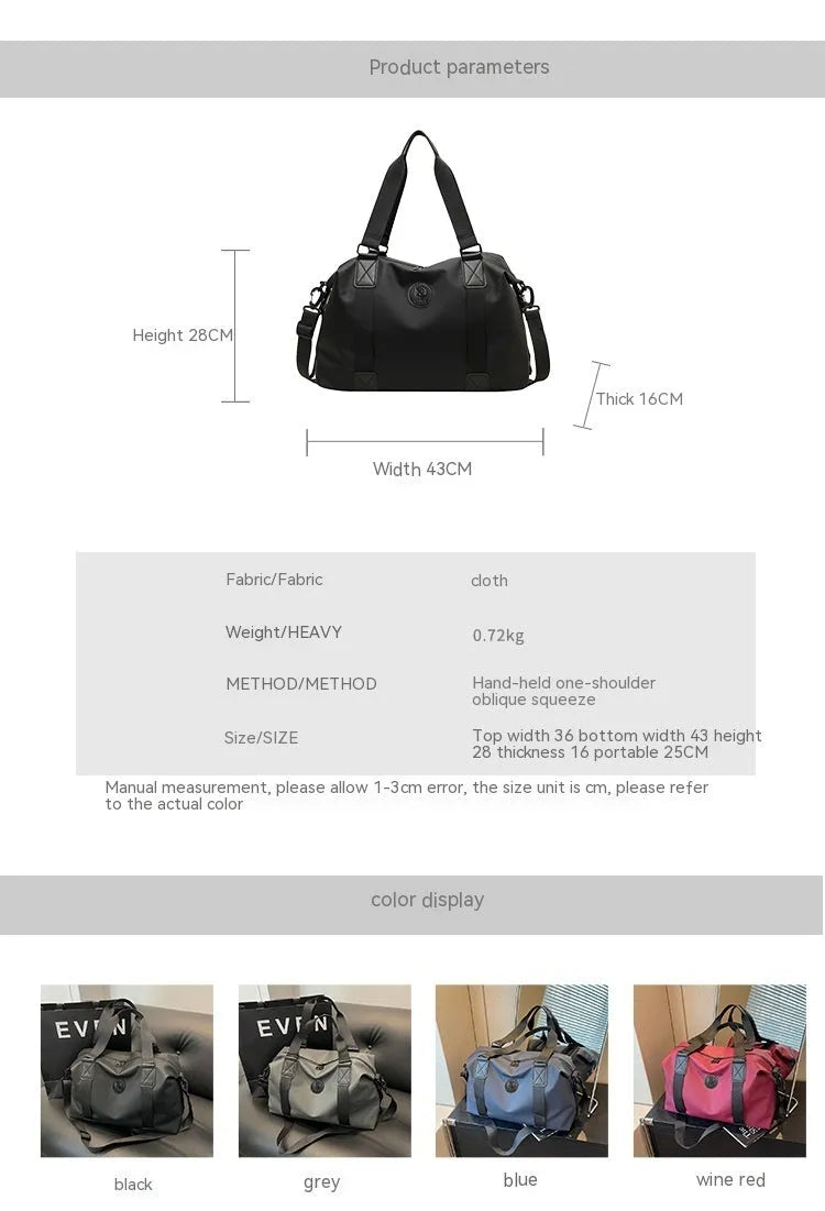 Waterproof Oxford cloth travel bag in black with 36-55 litre capacity for leisure travel