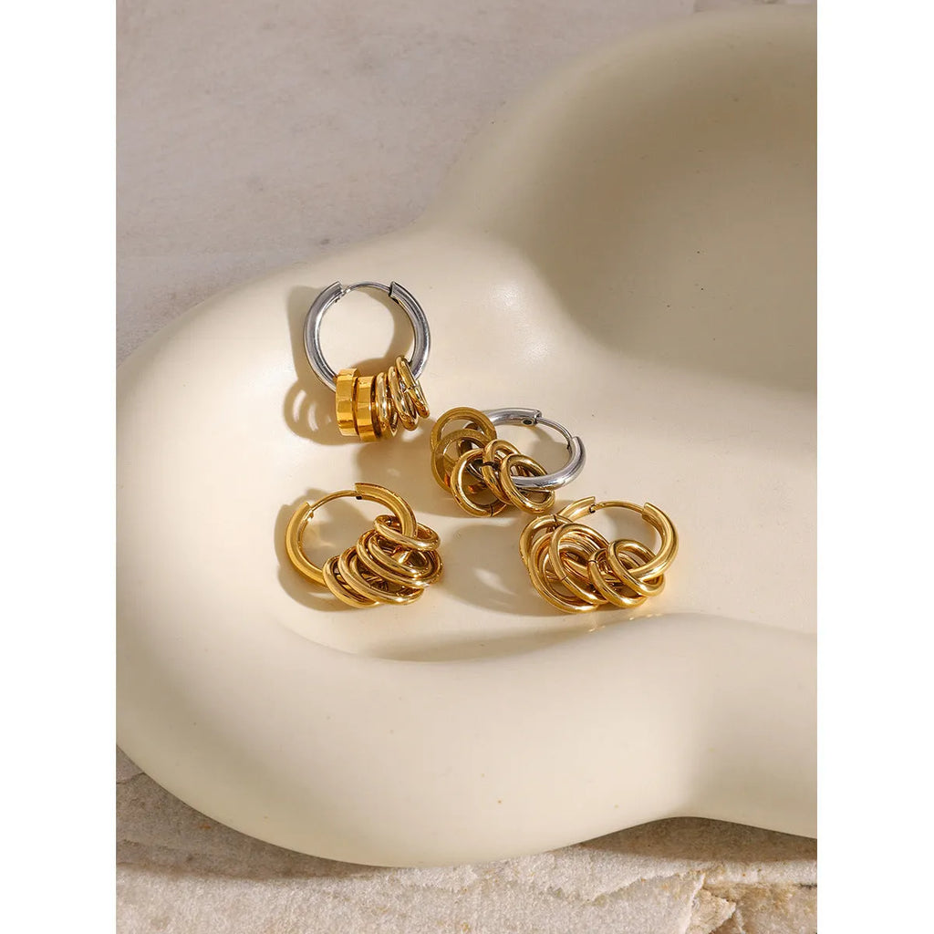 Stainless steel electroplated earrings in ins style with colour-matched design