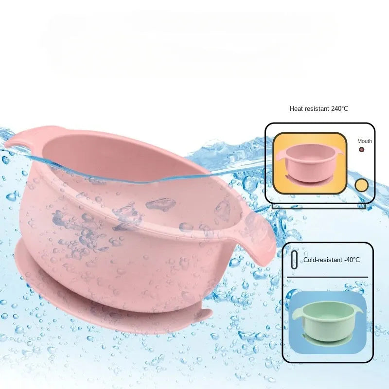 Silicone pet bowl with suction cups on base in a selection of colours.