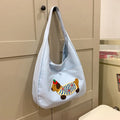 Japanese style large capacity sausage dog nylon shopping bag in black, blue, brown, khaki, and white