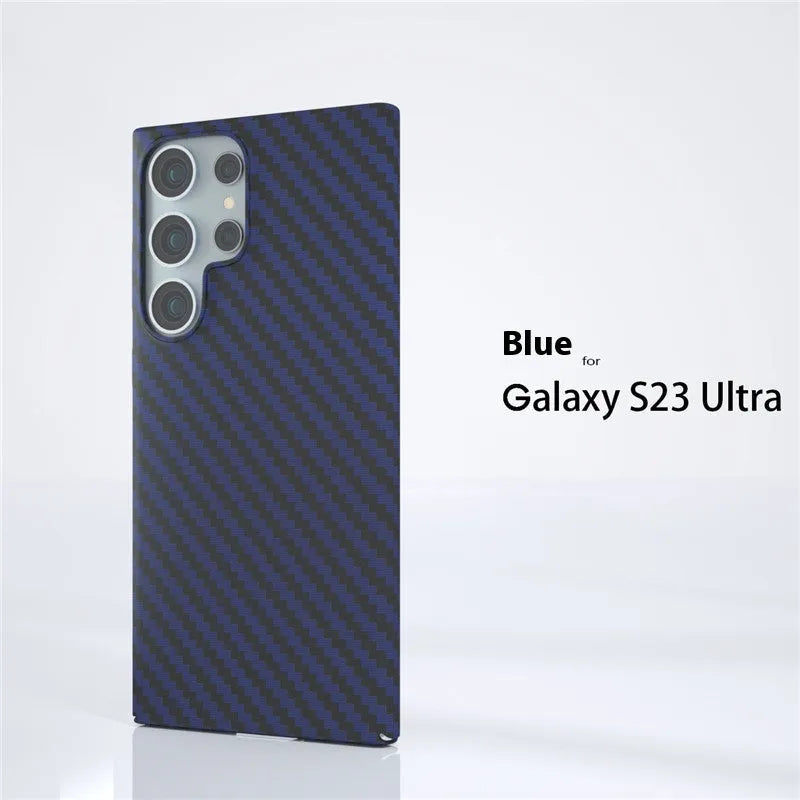 Water sticker carbon fiber PC hard shell phone case for Samsung S23, frosted finish, black colour