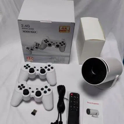 M300MAX portable home projection game machine with handles in red or white packaging box options