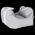 Portable cloth dog kennel in dark gray, available in S and L sizes for travel use