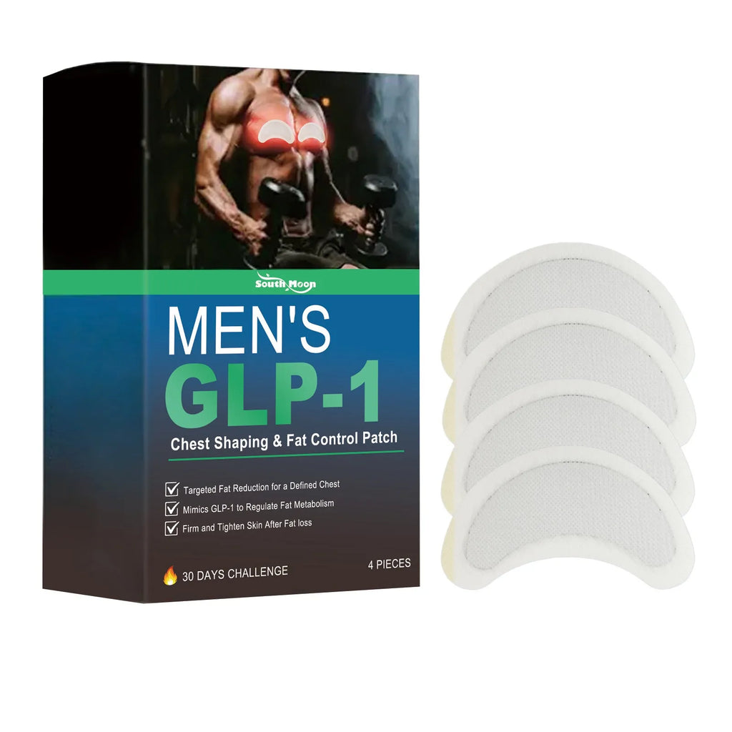 Four men's figure control chest patches on backing sheet, showing thin compact design