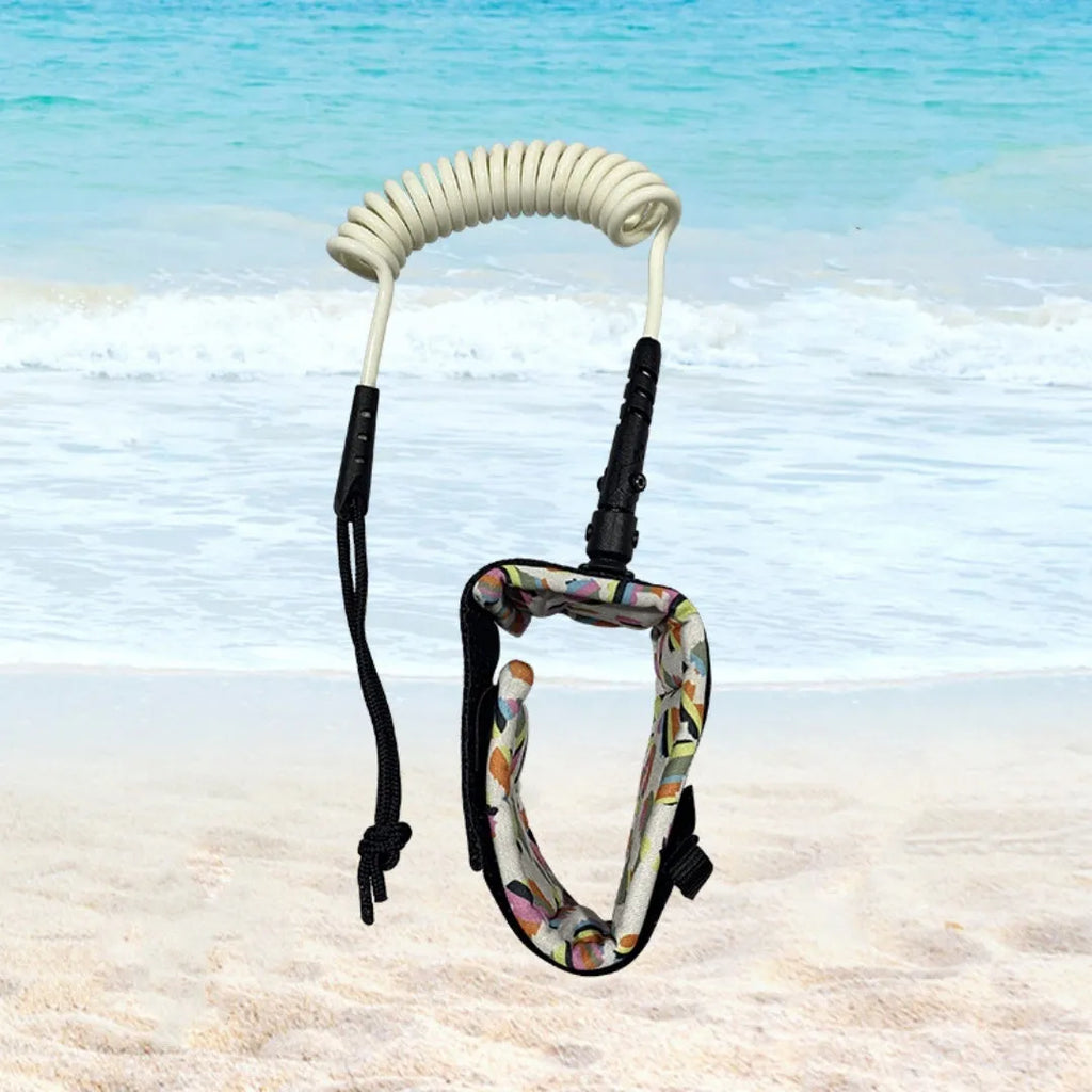 A high elastic pulp rope for holding and carrying a surfboard, shown in a random colour.