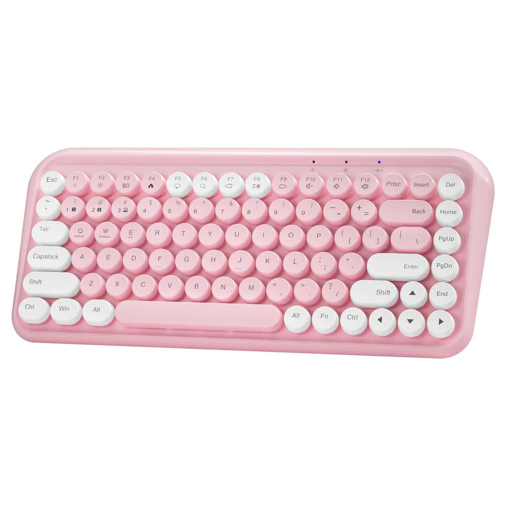 Pink Bluetooth wireless keyboard with 84 keys and crater architecture technology