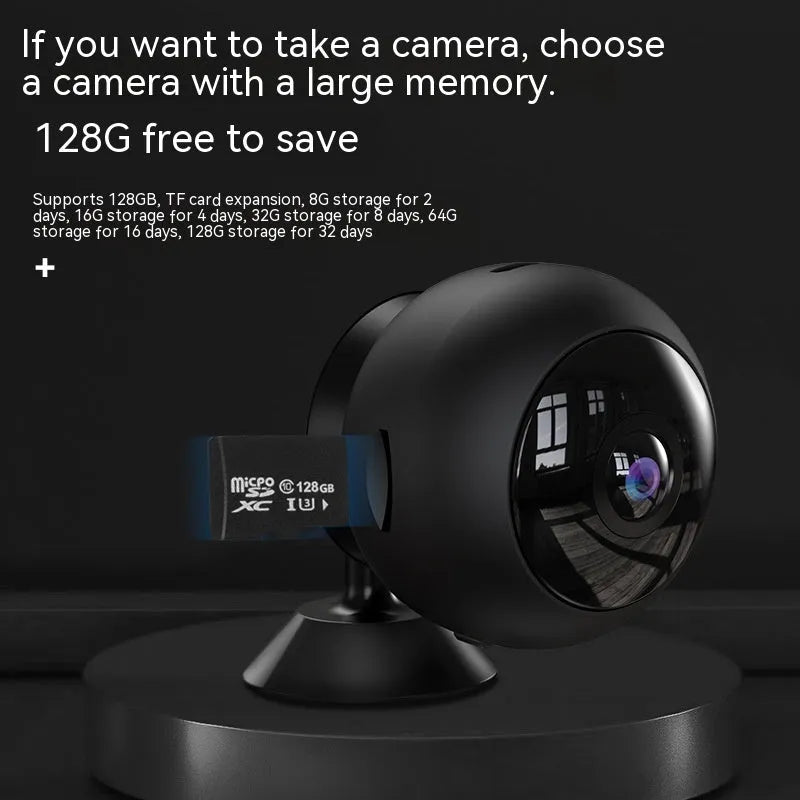 1080p wireless WIFI security camera with ABS housing and USB cable for power.