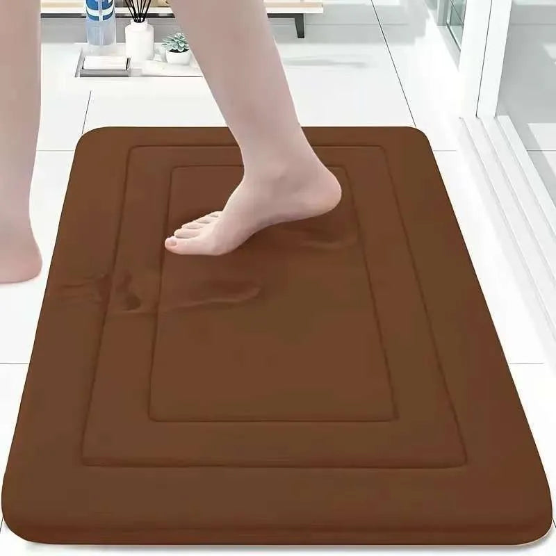 Thickened memory foam anti-slip bathroom mat with coral velvet surface in grey
