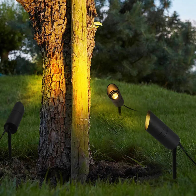 Aluminium outdoor ground lamp with spike for garden path or patio lighting
