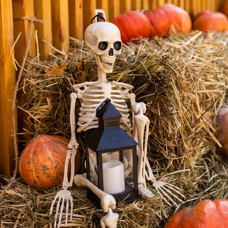 90cm tall movable joint plastic skeleton Halloween decoration prop posed standing