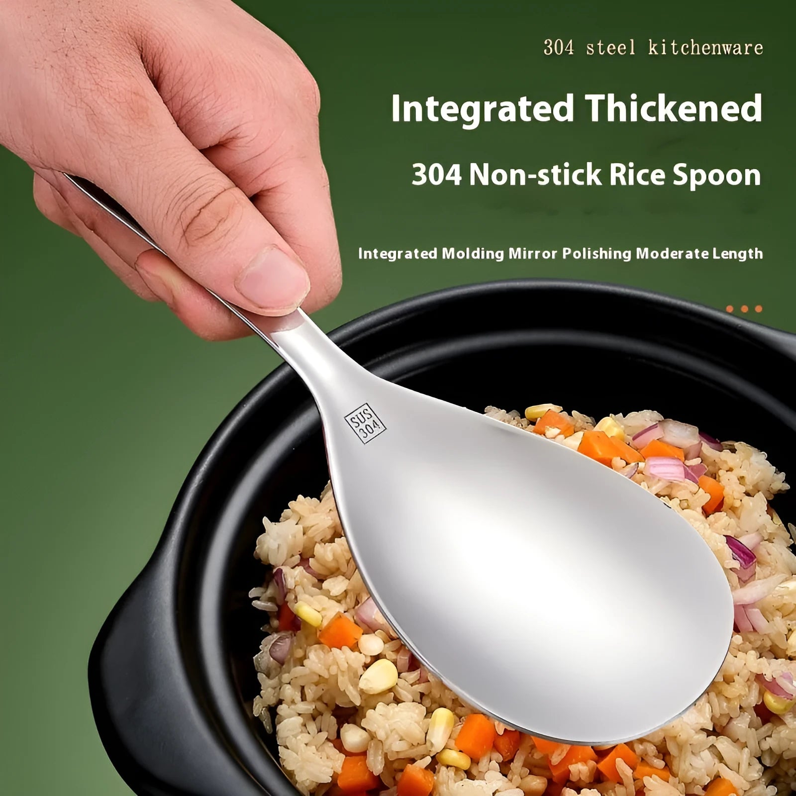 A single 304 stainless steel meal spoon with a simple solid colour design.