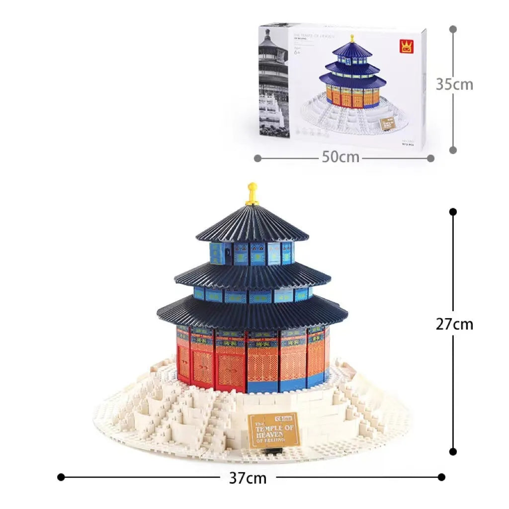 Wange small particle ABS plastic building blocks set with global architecture models