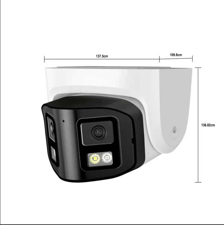 4MP dual-lens panoramic CCTV camera with safety belt design and IP66 rating