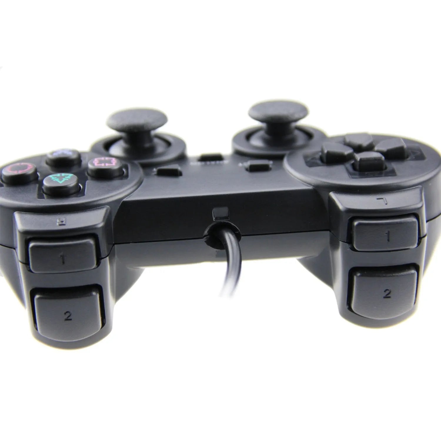 PlayStation 2 wired vibration game controller with USB connection in bare metal finish