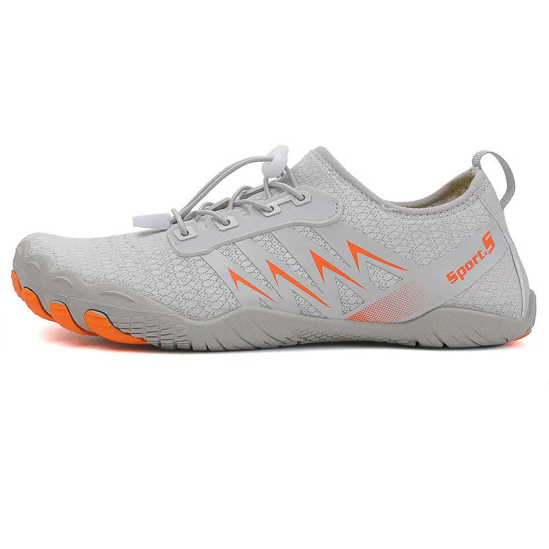 Quick-drying river tracing shoes with mesh uppers in apricot colour with natural rubber soles