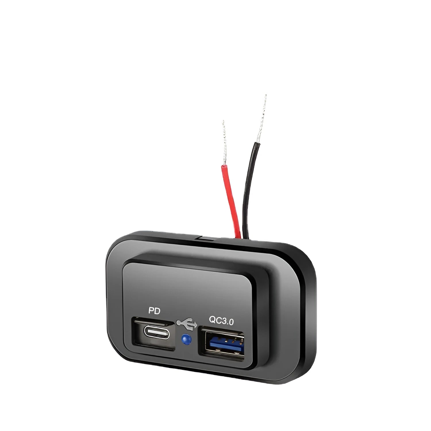 Black original QC3.0 car fast charger with TYPE-C interface showing 36W maximum output