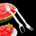 Stainless steel watermelon slicer with fork head showing 26cm length