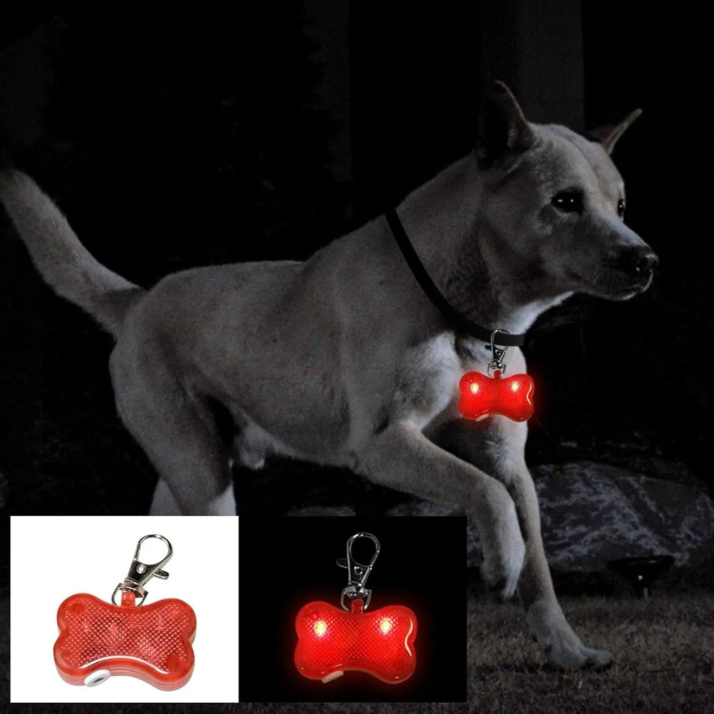LED bone-shaped pendant for pet collars with three flash mode settings