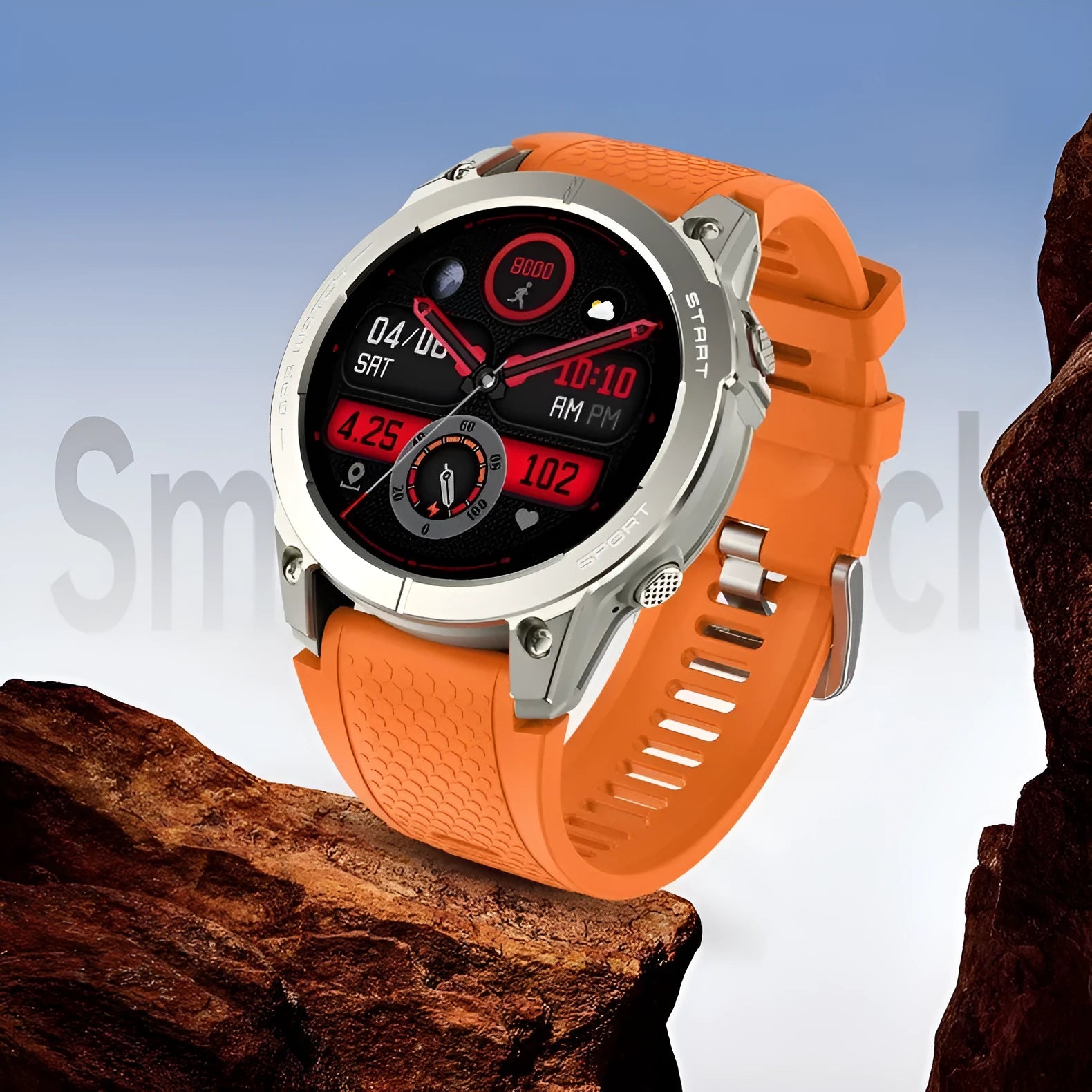 S53 Outdoor GPS Sports Call Smart Watch with black silicone strap and 1.43-inch touchscreen display.