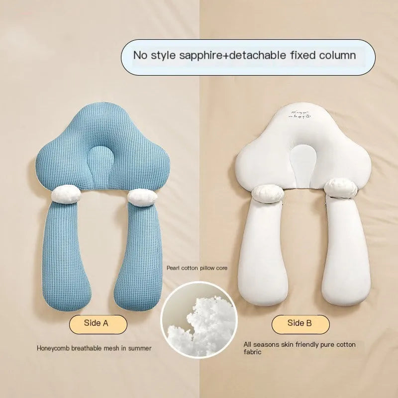 U-shaped baby head shaping pillow with pure cotton fabric in pink and blue colour options