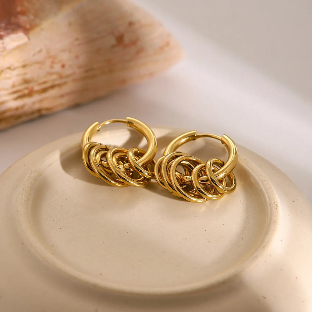 Stainless steel electroplated earrings in ins style with colour-matched design