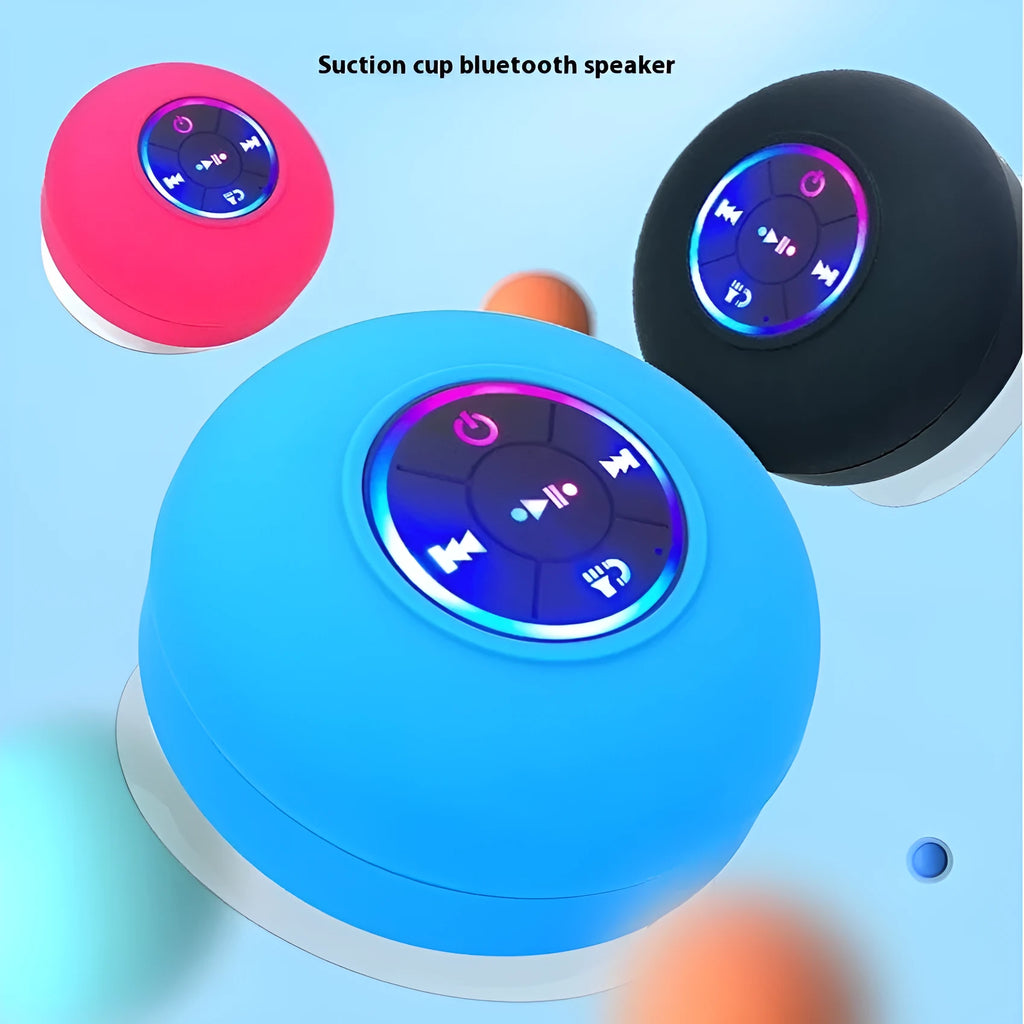 BTS07 waterproof Bluetooth speaker with large suction cup base in six colour options