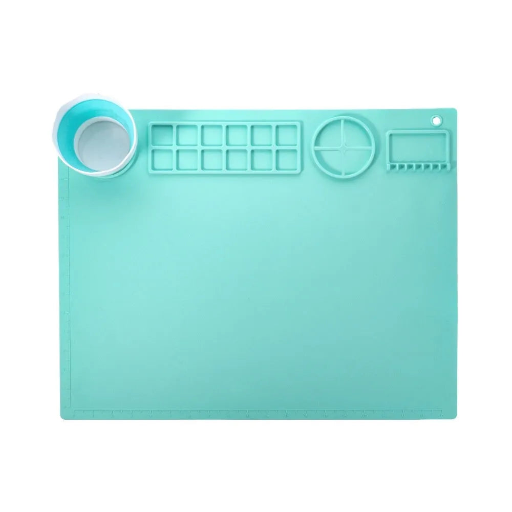 Silicone double bowl painting mat for watercolour art in various colours