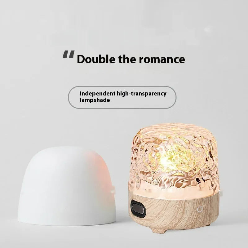 Walnut colour dynamic water ripple Bluetooth bedside table lamp with 16 colour changing modes