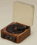 Blue retro turntable Bluetooth speaker with rotating disc and RGB light projection